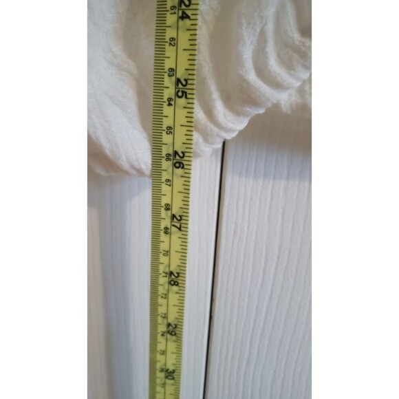 Mudd white 3/4 Sleeve beaded swoop neck gathered hem bottom blouse - Picture 4 of 6